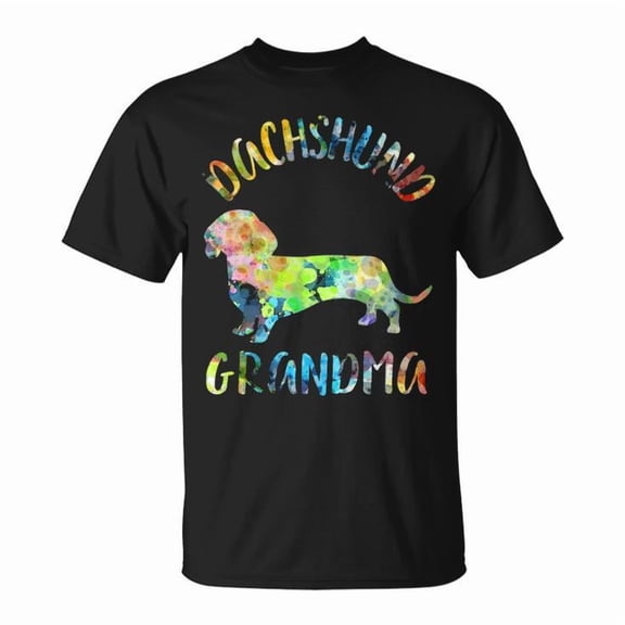 Dachshund Grandma Wiener Dog Lover Graphic Tee Unisex Adult Cotton Casual Pet Owner Funny Breed Gift T-Shirt, Size L, Color Black