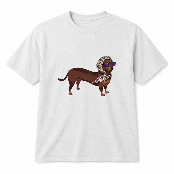 Dachshund Graphic T-Shirt, Retro Dog Lover Unisex Cotton Blend Tee