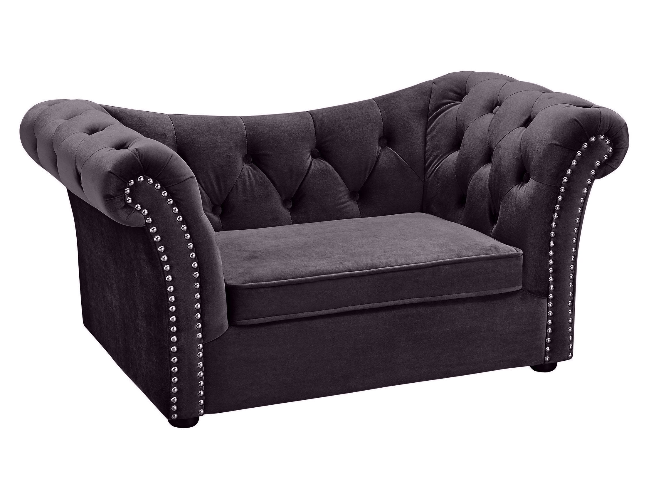 Gray Velvet Elevated Waterproof Pet Sofa Bed