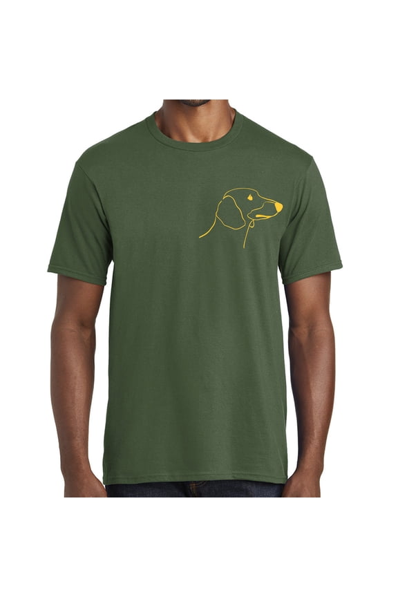 Dachshund Head Logo Graphic Design Men's Big Size Fan Favorite Crew Neck Tee Shirt - Olive 3XL