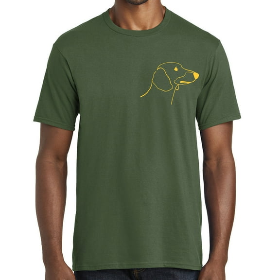 Dachshund Head Logo Graphic Design Men's Big Size Fan Favorite Crew Neck Tee Shirt - Olive XL