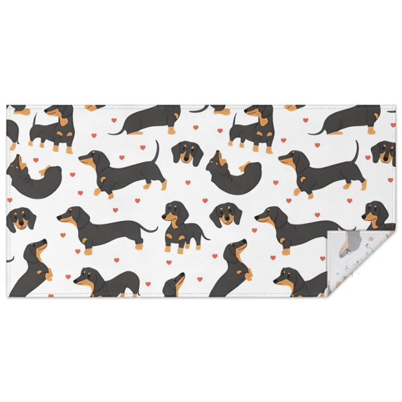 Dachshund and Heart Rectangle Tablecloth 60"x120",Waterproof Polyester Rectangle Table Cloth, Wipeable Spillproof Polyester Tablecloth for Dining, Camping, Indoor and Outdoor