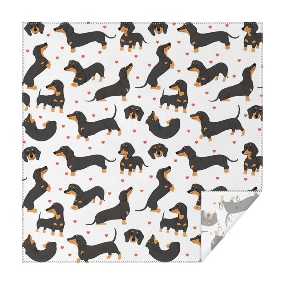 Dachshund and Heart Square Tablecloth,Waterproof Square Table Cover,Wipeable Spillproof Washable Table Cover for Home Kitchen Party Decor 42"X42"(107x107cm)