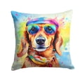 thumbnail image 1 of Dachshund Hippie Dawg Fabric Decorative Pillow 14 in x 14 in, 1 of 1
