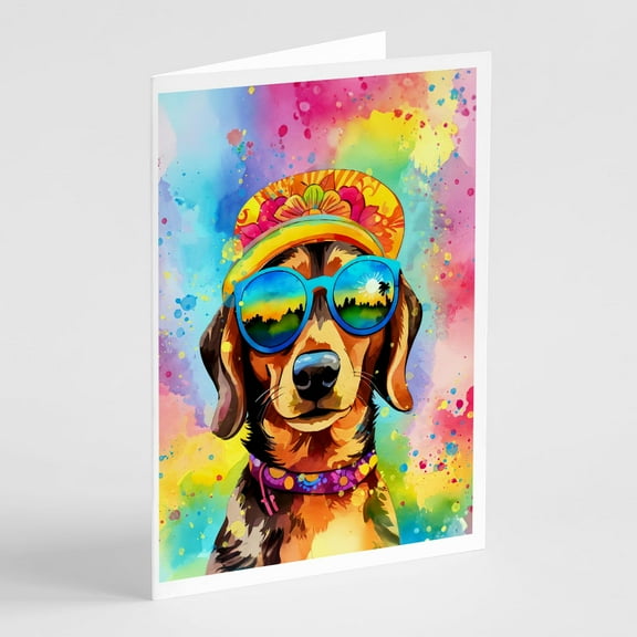 Dachshund Hippie Dawg Greeting Cards Pack of 8 7 in x 5 in