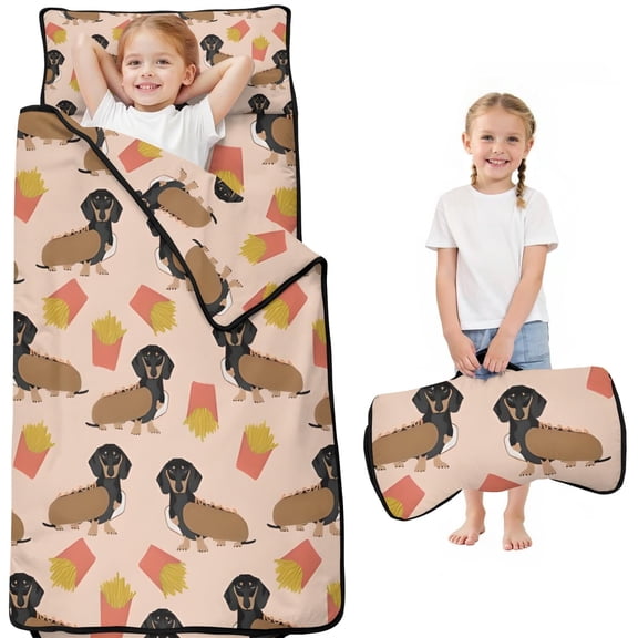 Dachshund Hotdog Fries Toddler Nap Mats for Kids Preschool,Sleeping Mat Bag or Kids,Toddler Sleeping Bag,Toddler Nap Mat or Daycare