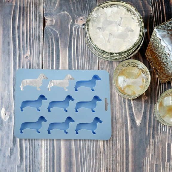 Dachshund Ice Tray Set of 1 - Wiener Dog Shaped Ice Cubes Mold for Drinks, Candy, Chocolate, Fondant, Cupcake & Cake Decorations, Baking, Birthday, Baby Show - 9 Cubes, Dishwasher Safe