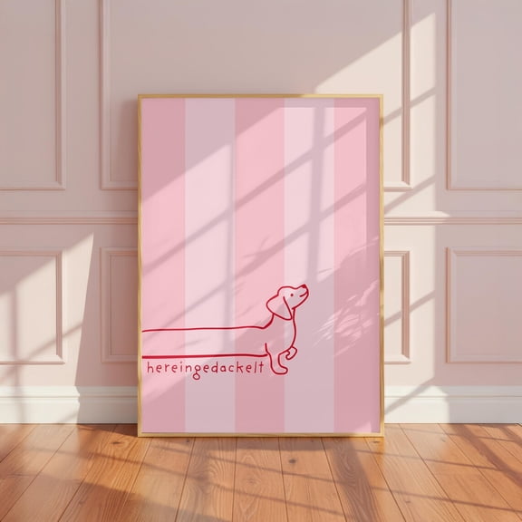 Dachshund In Dopamine Decor Poster, Dachshund Hallway Print, Hand Drawn Minimalist Design