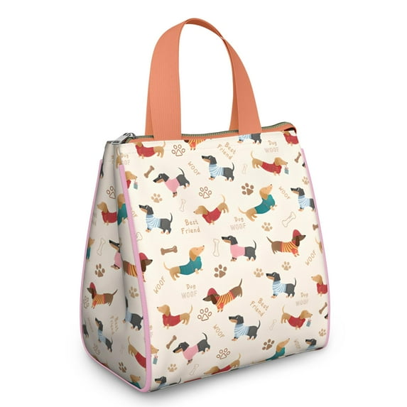 Dachshund Insulated Lunch Bag for Women & Adults,Large Portable Soft Cooler Lunch Bag,Thermal Food Storage Tote with Pearl Cotton,8.66L,8.75x5.75x9.5 Inch