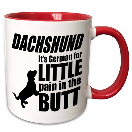 3drose, Dachshund Its German Black, 15oz Two-tone Red Mug