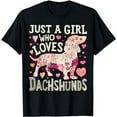 thumbnail image 1 of Dachshund Just A Girl Who Loves Dachshunds Dog Flower Floral T-Shirt, 1 of 5