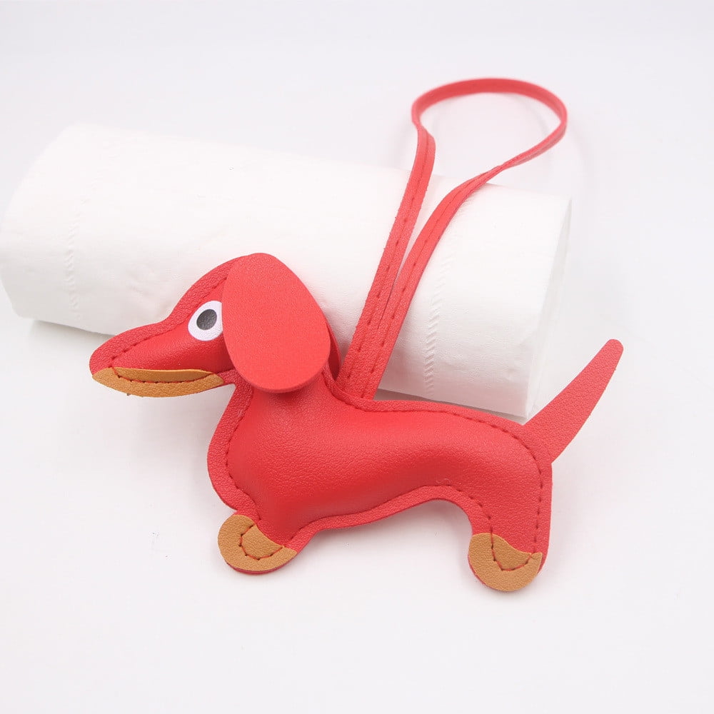 SUBTLE GAMES Dachshund Leather Keychain - Cute Dog Shaped Bag Charm, 11.8x8cm, Hand-Stitched - View #9