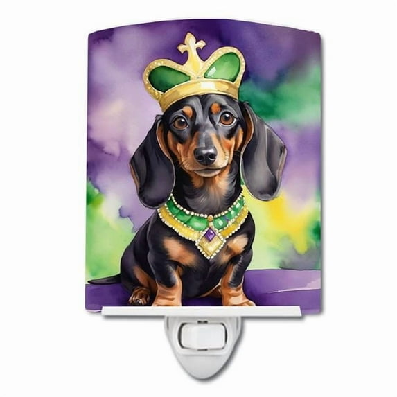 Dachshund King of Mardi Gras Ceramic Night Light 4 in x 6 in