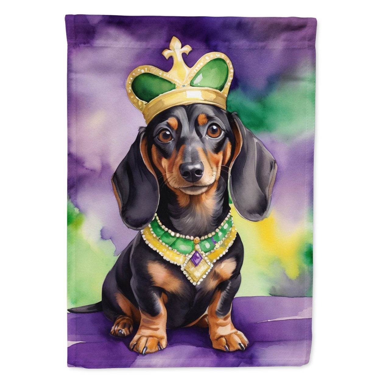 Dachshund King of Mardi Gras House Flag 28 in x 40 in