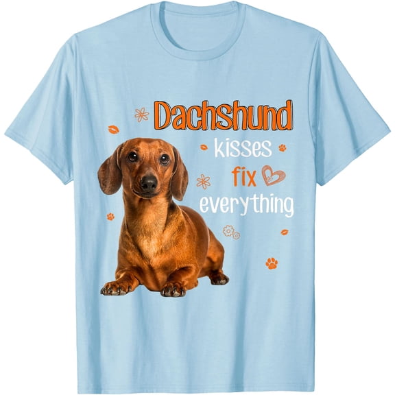 Dachshund Kisses Fix Everything Dog Lover,Light Blue Color,Size L