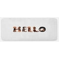 thumbnail image 1 of Dachshund Kitchen Mat, Dachshund Puppies Spelling The Word Hello Animal Font Design, Plush Decorative Kitchen Mat with Non Slip Backing, 47" X 19", Caramel Brown, 1 of 1