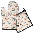 thumbnail image 1 of Dachshund Kitchen Oven Mitt and Pot Holder Sets 2 Pcs for Baking, Cooking and Grilling, Heat Resistant Up To 392 °F, 1 of 7