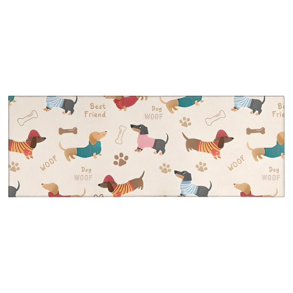 Dachshund Kitchen Rug Mat,Kitchen Runner Rugs Non Skid Washable,Decorative Kitchen Floor Mats for Kitchen,Sink,Laundry,17"X47"
