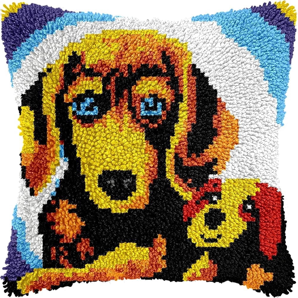 Dachshund Latch Hook Kits for Adults Beginners, Puppy Latch Hook Pillow ...