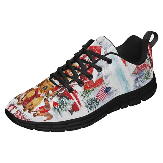 Dachshund Let It Snow Running Shoes Sneakers Mesh Black Size 10.5