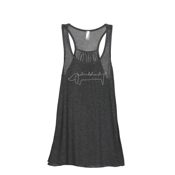 Dachshund Line Art Women's Fashion Sleeveless Flowy Racerback Workout Yoga Tank Top Charcoal Grey Small