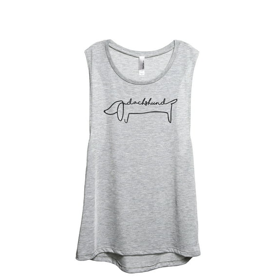 Dachshund Line Art Women's Fashion Sleeveless Muscle Workout Yoga Tank Top Sport Grey Small