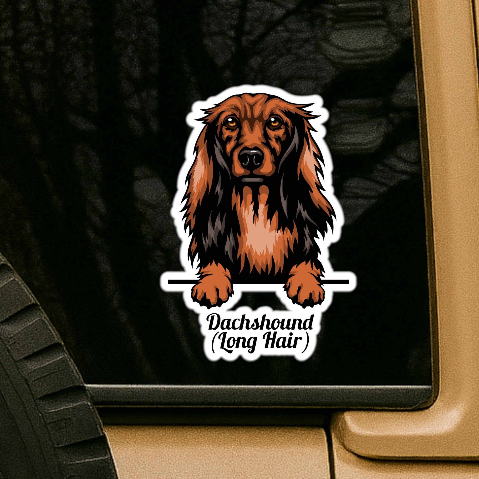 Dachshund Long Hair Red Dog Sticker Vinyl Decal Car Window 4.5 inch ...