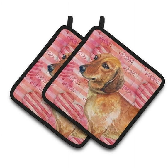 Dachshund Love Pair of Pot Holders