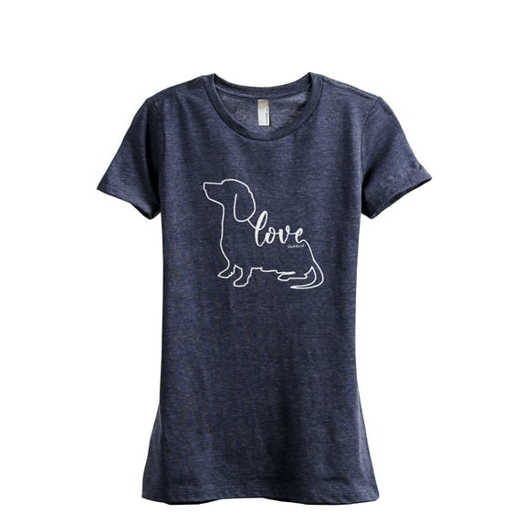 Dachshund Love Signature Women's Fashion Relaxed T-Shirt Tee Heather Navy Medium