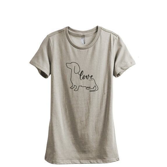 Dachshund Love Signature Women's Fashion Relaxed T-Shirt Tee Heather Tan X-Large