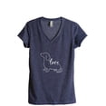 thumbnail image 1 of Dachshund Love Signature Women's Fashion Relaxed V-Neck T-Shirt Tee Heather Navy Large, 1 of 3