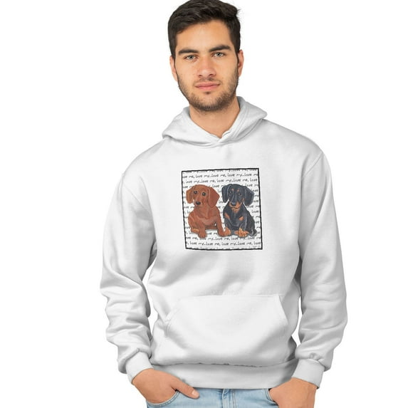 Dachshund Love Text - Adult Unisex Hoodie Sweatshirt