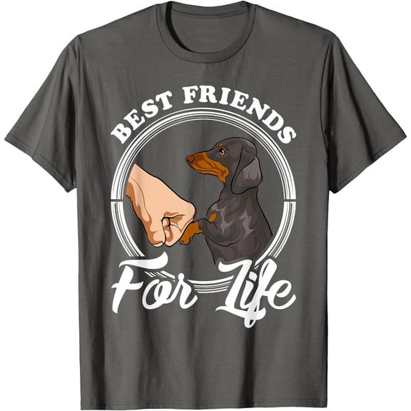 Dachshund Lover Gifts Best Friends For Life Unisex T-Shirt for Men Women Kids Toddler,Charcoal Color,Size L