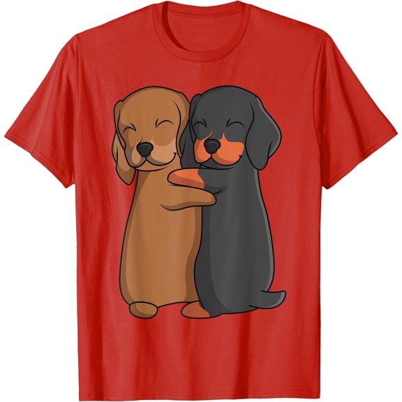 Dachshund Lover Weiner Dog Unisex T-Shirt for Men Women Kids Toddler,Red Color,Size L