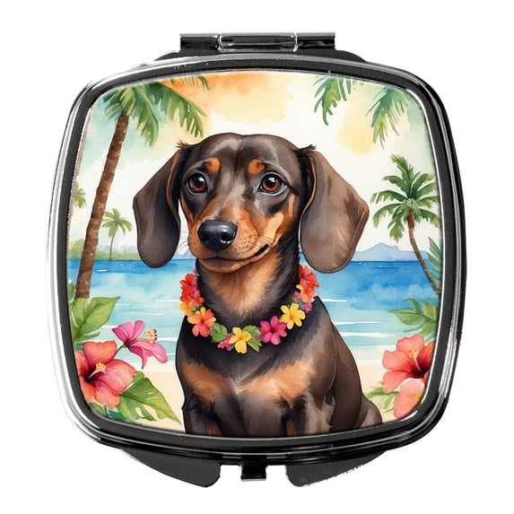 Dachshund Luau Compact Mirror 2.75 in x 3 in