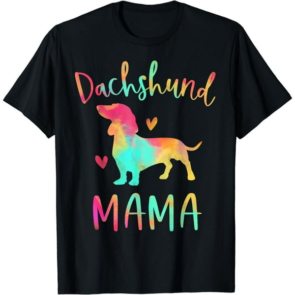 Dachshund Mama Colorful Doxie Gifts Dog Mom T-Shirt men and women can wear, black, white, gifts