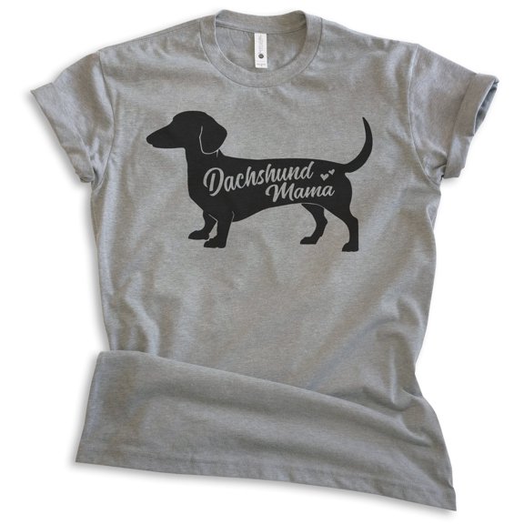 Dachshund Mama T-shirt, Unisex Women's Shirt, Dachshund Owner, Best Dog Mom Gift, Dark Heather Gray, Small