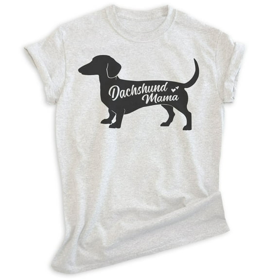 Dachshund Mama T-shirt, Unisex Women's Shirt, Dachshund Owner, Best Dog Mom Gift, Heather Ash, X-Small