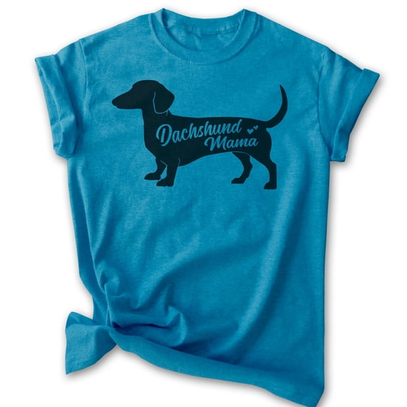 Dachshund Mama T-shirt, Unisex Women's Shirt, Dachshund Owner, Best Dog Mom Gift, Heather Blue, X-Large
