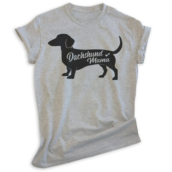 Dachshund Mama T-shirt, Unisex Women's Shirt, Dachshund Owner, Best Dog Mom Gift, Heather Gray, X-Large