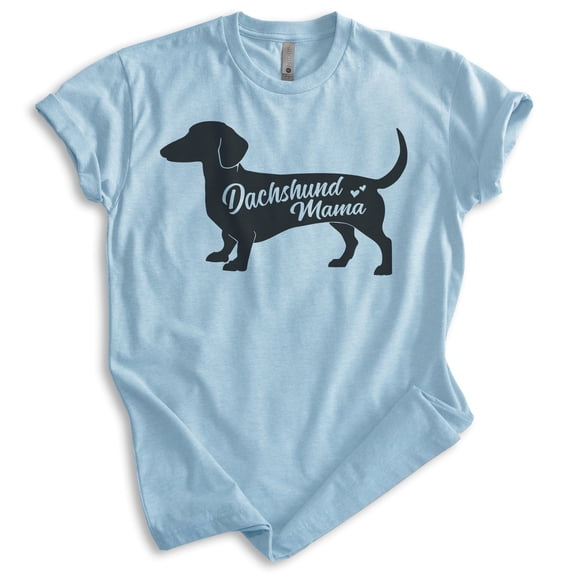 Dachshund Mama T-shirt, Unisex Women's Shirt, Dachshund Owner, Best Dog Mom Gift, Heather Light Blue, Large