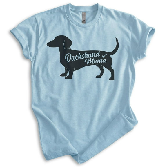 Dachshund Mama T-shirt, Unisex Women's Shirt, Dachshund Owner, Best Dog Mom Gift, Heather Light Blue, X-Large