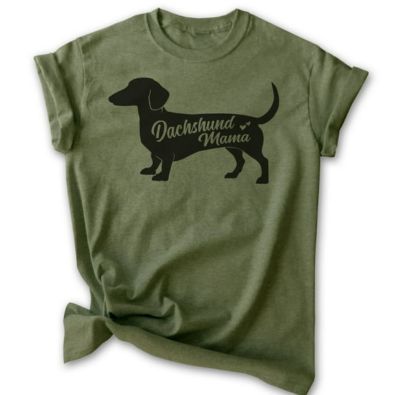 Dachshund Mama T-shirt, Unisex Women's Shirt, Dachshund Owner, Best Dog Mom Gift, Heather Military Green, Small