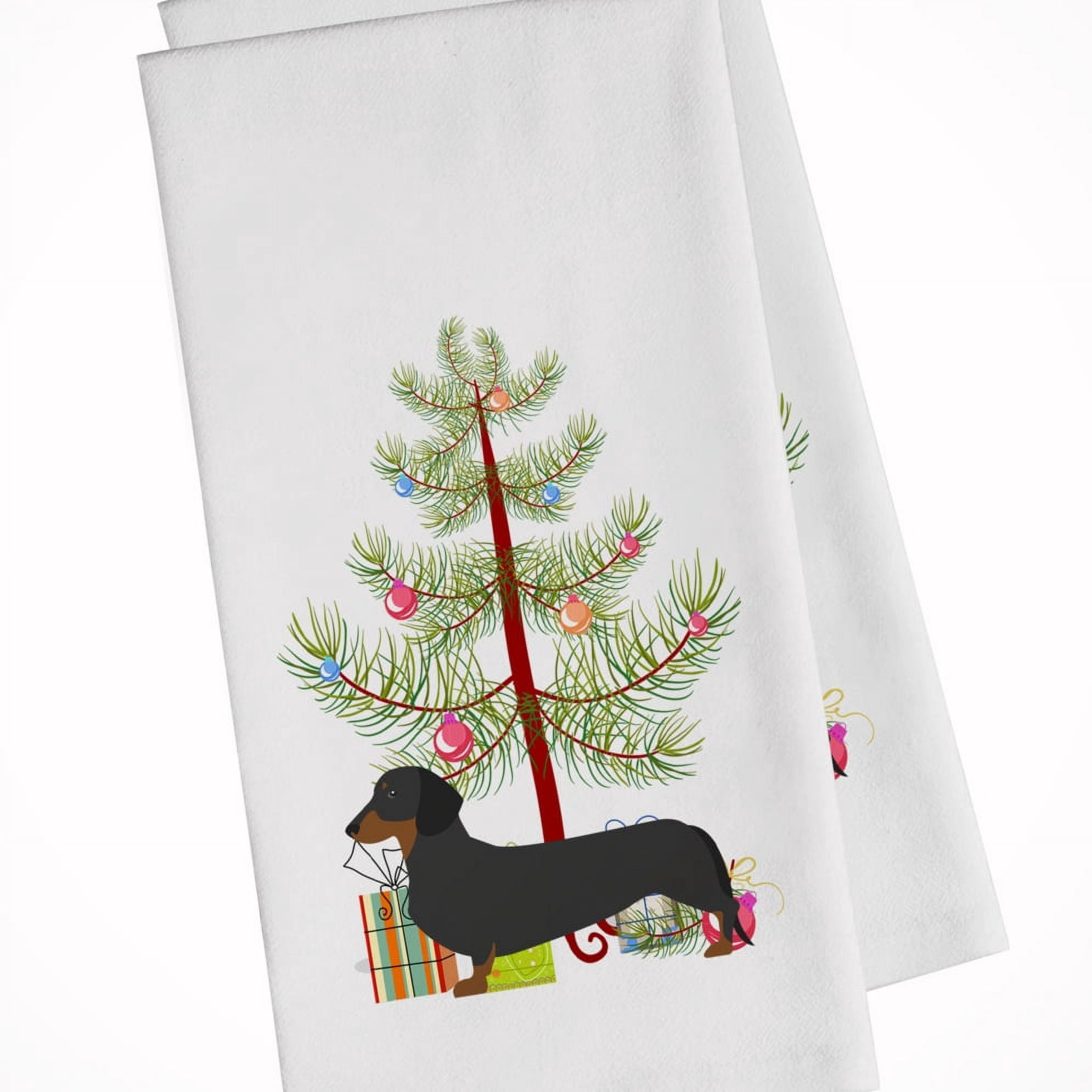 HIWX Dachshund Kitchen Towels - Set Of Funny Wiener Dog Printed Hand Towels, 16x24 Inches, Absorbent For Bathroom & Kitchen Decor