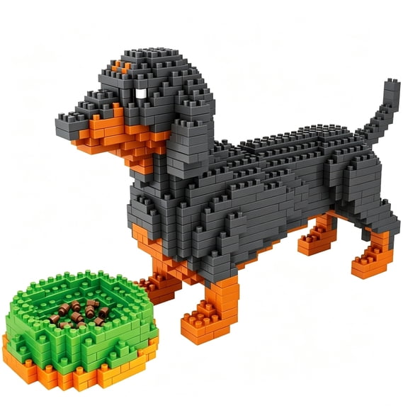 Dachshund Micro Building Blocks Set, Mini Dog Animal Brick Construction Toy, Gift for Kids Ages 6+ & Adults