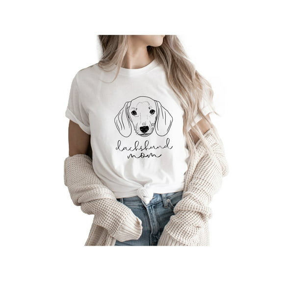 Dachshund Mom Left Side Shirt for Women Cute Dog Mom Graphic Short Sleeve Casual dachshund Gifts T-Shirt tee top, Casual Sporty Tee, Summer Gifts