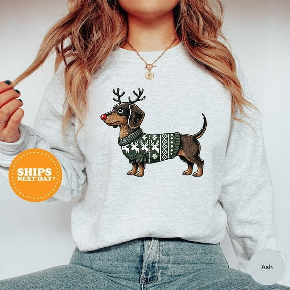 Dachshund Mom Sweatshirt, Weiner Dog Sweater, Doxie Lover Crewneck, Dog Lover, Christmas Dog Sweater, Women Dachshund Christmas Sweatshirt