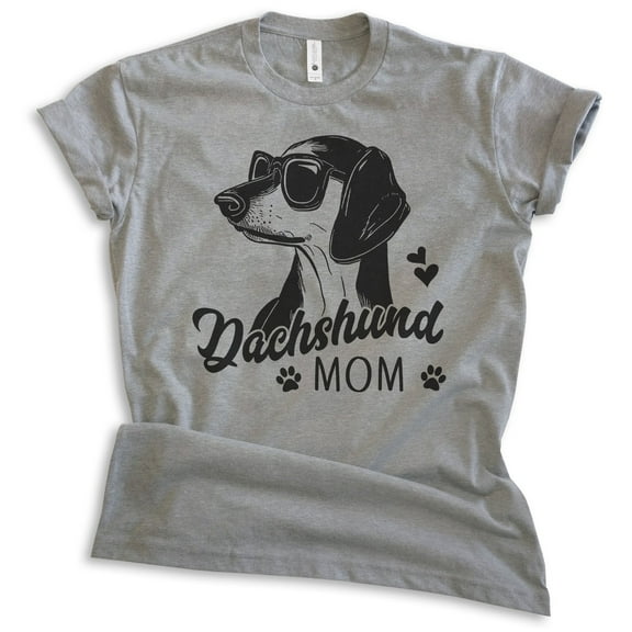 Dachshund Mom T-shirt, Unisex Women's Shirt, Dachshund Owner, Best Dog Mom Gift, Dark Heather Gray, X-Large