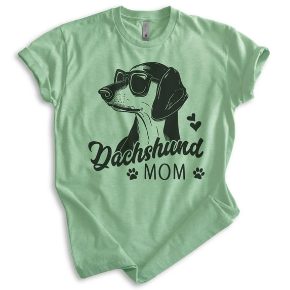 Dachshund Mom T-shirt, Unisex Women's Shirt, Dachshund Owner, Best Dog Mom Gift, Heather Apple Green, X-Small