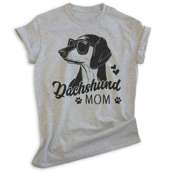 Dachshund Mom T-shirt, Unisex Women's Shirt, Dachshund Owner, Best Dog Mom Gift, Heather Gray, Small